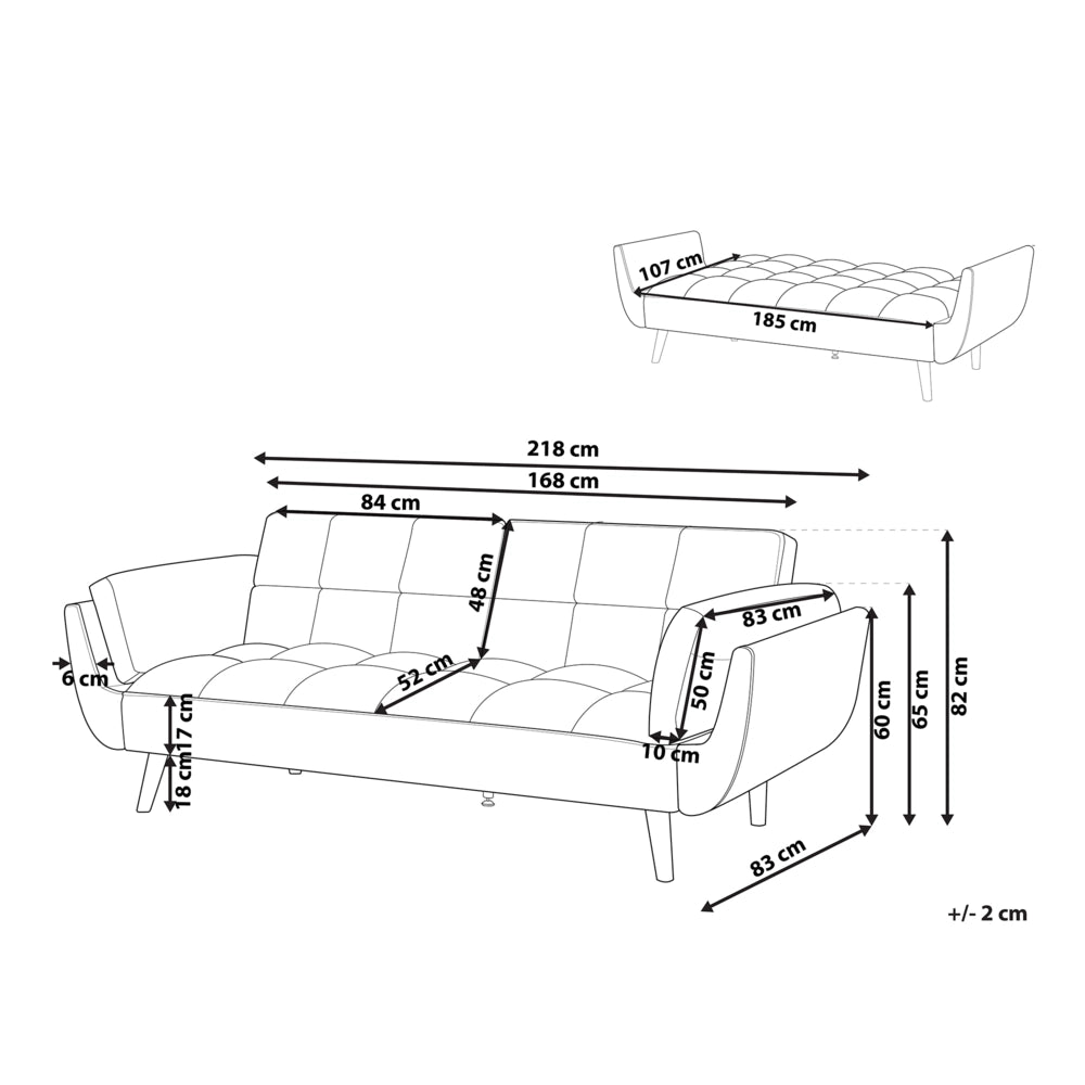 Divano Letto Tessuto Velluto Blu Navy Gambe In Legno A 3 Posti Imbottitura In Schiuma Imbottitura Biscuit Schienale Diviso