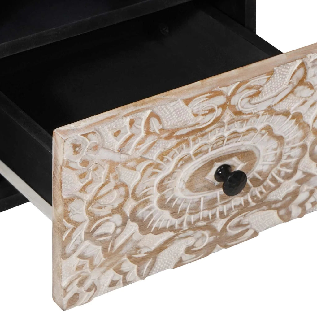 Mobile TV Bianco 100 x 33,5 x 46 cm Legno di mango massello 4018386