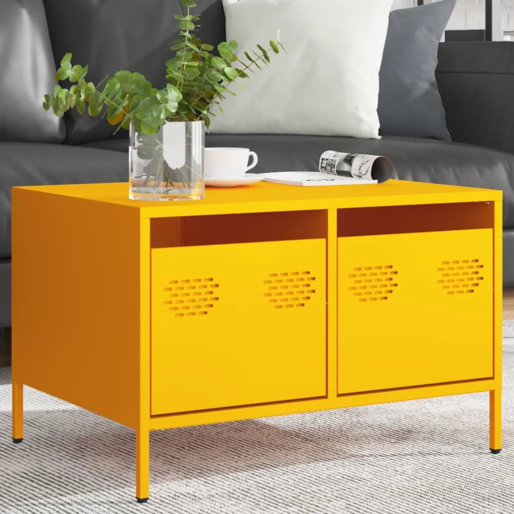 Mobile TV Giallo Senape 68x50x43,5 cm Acciaio Laminato a Freddo 851241