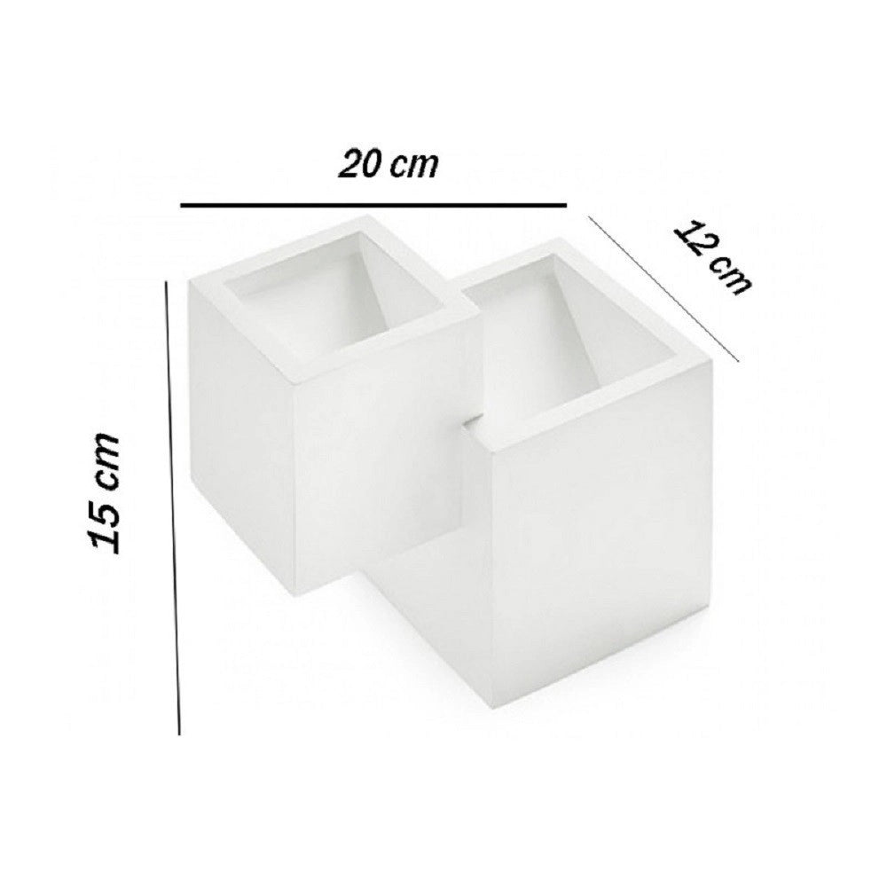 Trade Shop - Applique In Gesso Moderno 2 Cubi A Doppia Emissione Luce Contemporanea G9 Gs-e74 -