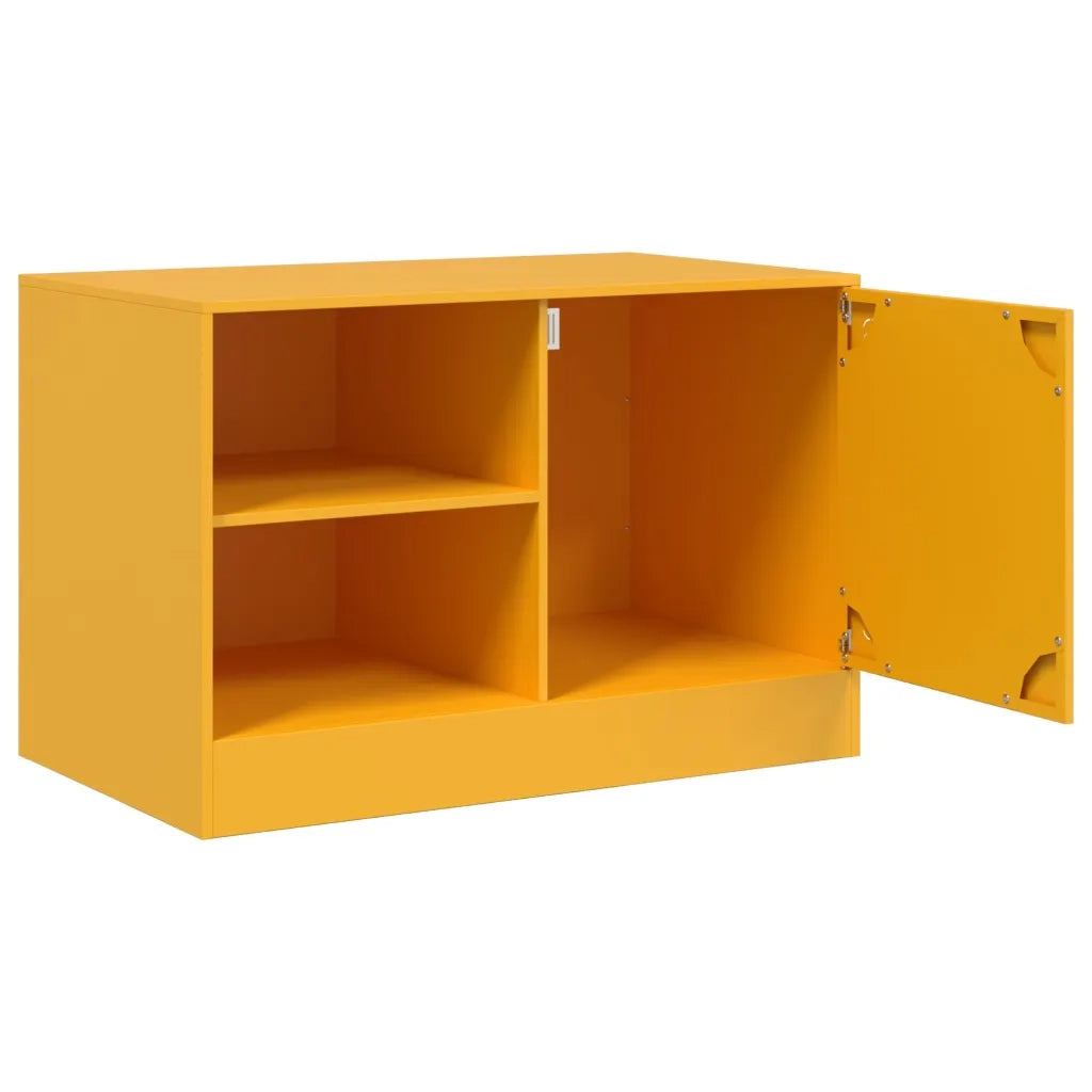 Mobili TV 2 pz-Set di 2 Credenza per TV Giallo Senape 67x39x44 cm in Acciaio 394817