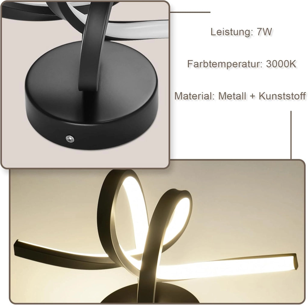 ZMH Applique LED da interno 7W nero 3000K Applique per vano scale soggiorno
