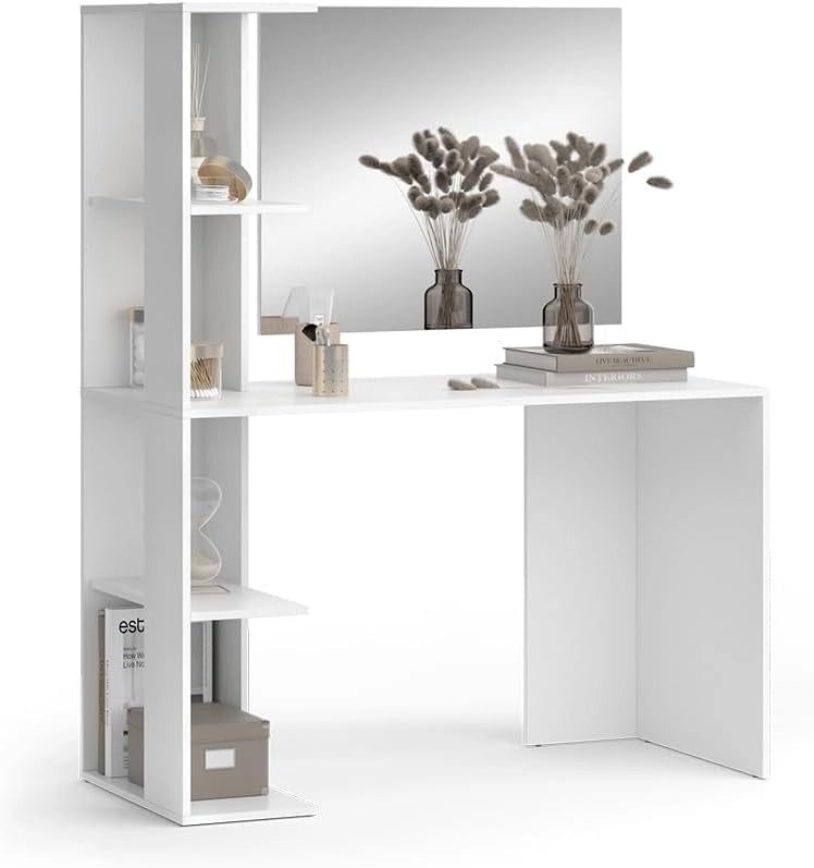 Vicco Tavolo da toilette Tower, Bianco, 122.2 cm con specchio, Superfici decorative per profumi e oggetti preferiti