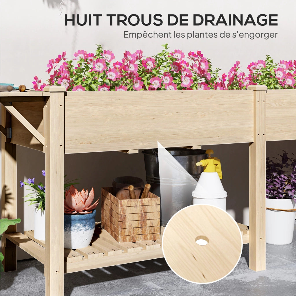 Fioriera da Giardino con Ripiano ¨C Zephmum ¨C Legno Naturale 207x59x78 cm