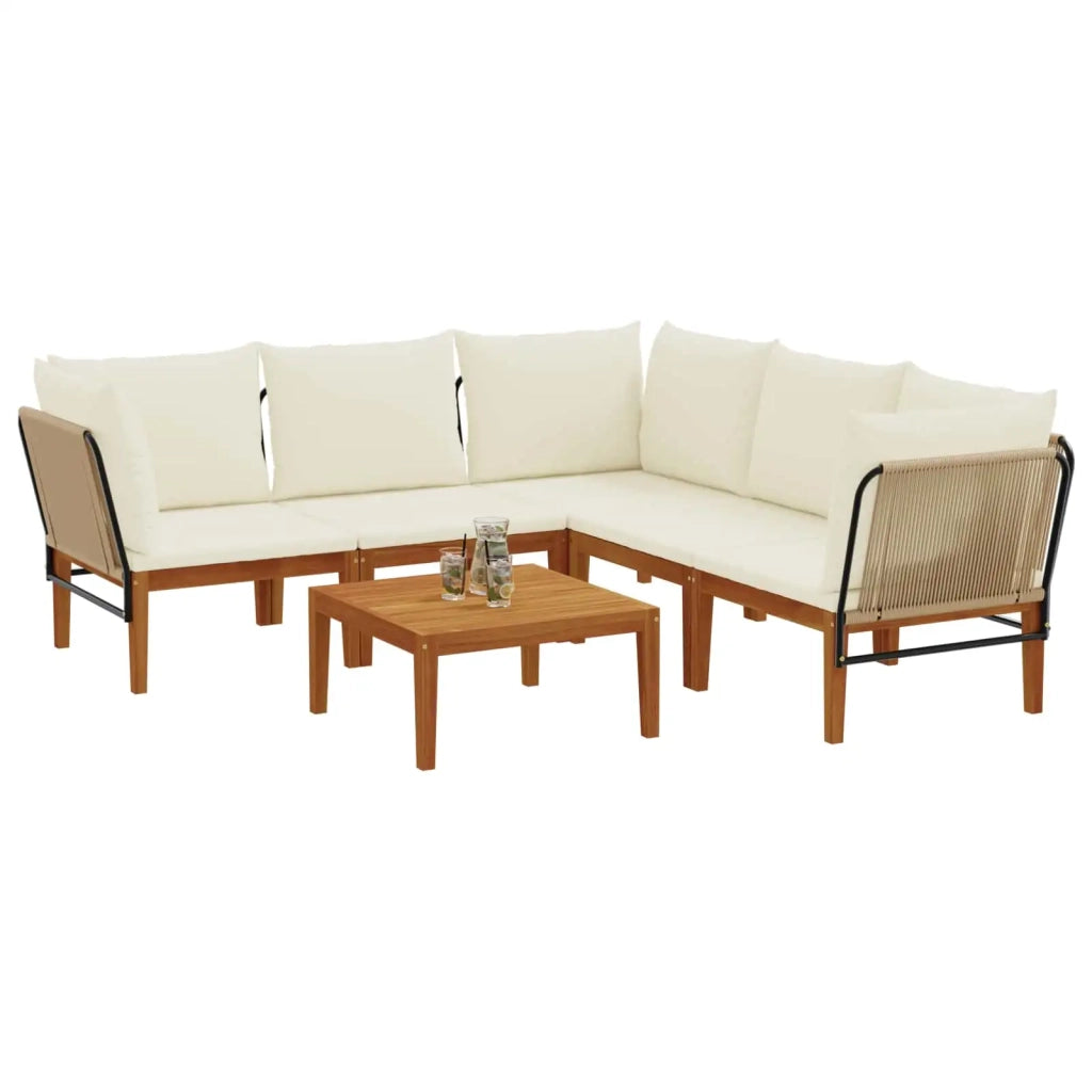 6 pcs Legno massiccio di acacia e corda Naturale 3407769