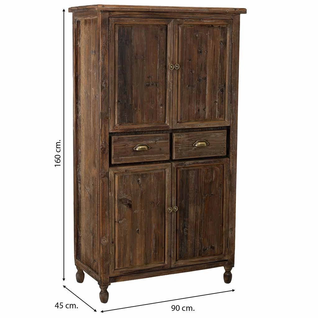 Armadio in legno 4 ante e 2 cassetti 90x45x160h cm