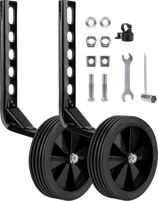 Ruote di supporto per bicicletta per bambini - forti ruote di aiuto con campanelli - nero