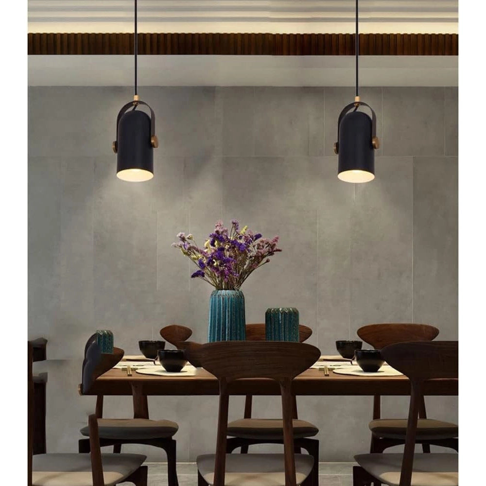 Trade Shop - Lampadario A Sospensione Da Soffitto Design Con Paralume Orientabile Attacco E27 Ip20 A21 - Nero