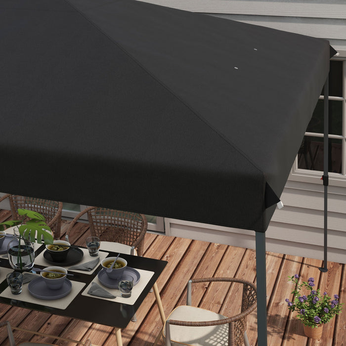 Gazebo Pieghevole 3.6x3.6m con Apertura a Bottone Altezza Regolabile e Borsa con Ruote Nero