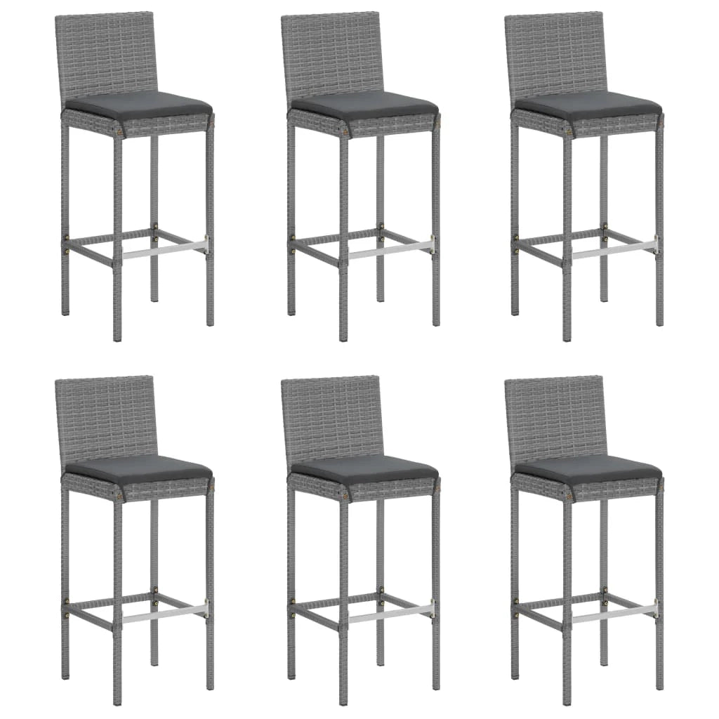 Set da bar da giardino 7 pezzi con cuscini in polyrattan grigio 02_0013423
