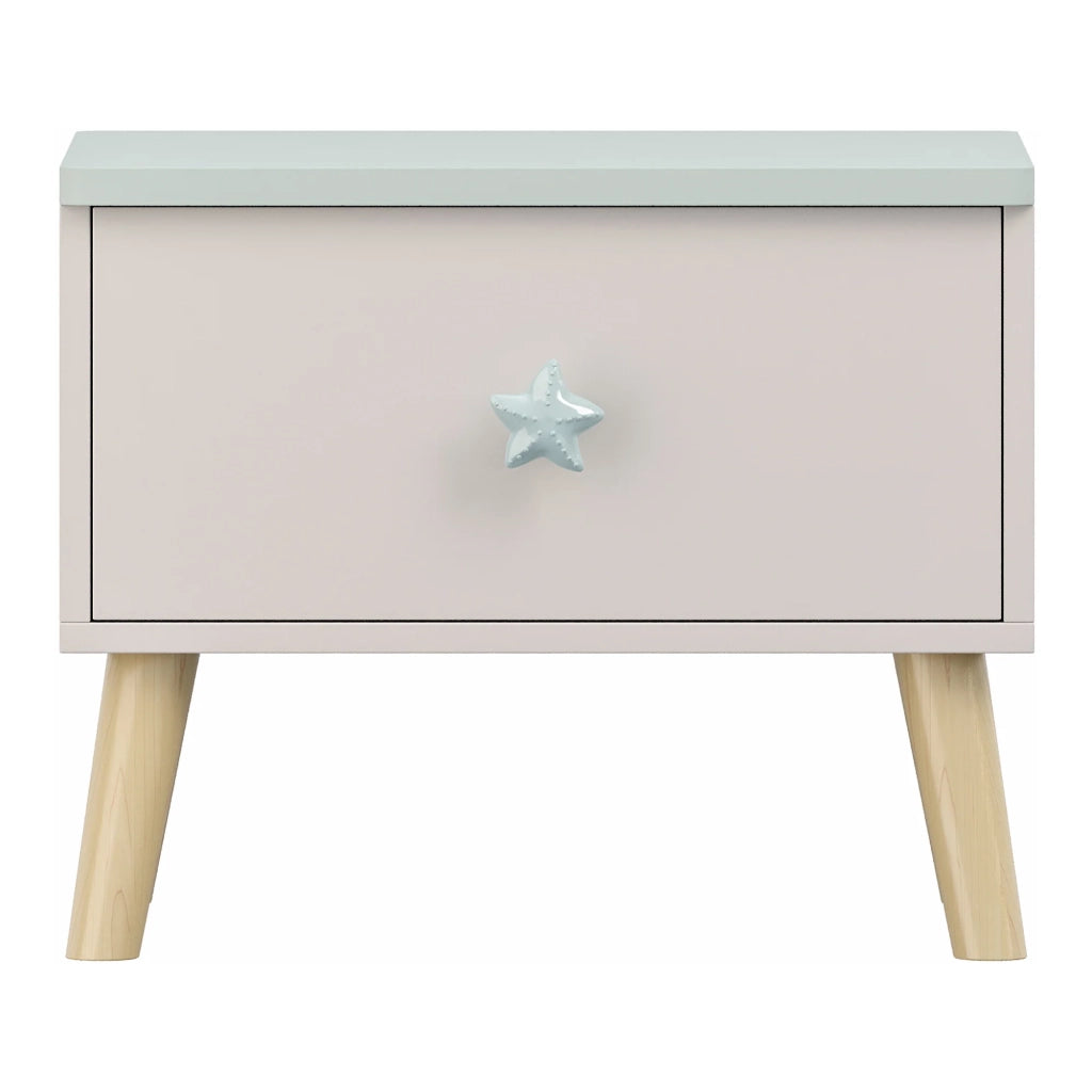 Comodino comodino cassettiera mobile contenitore per bambini 31 x 38 x 30 cm bianco verde menta 03_0011029