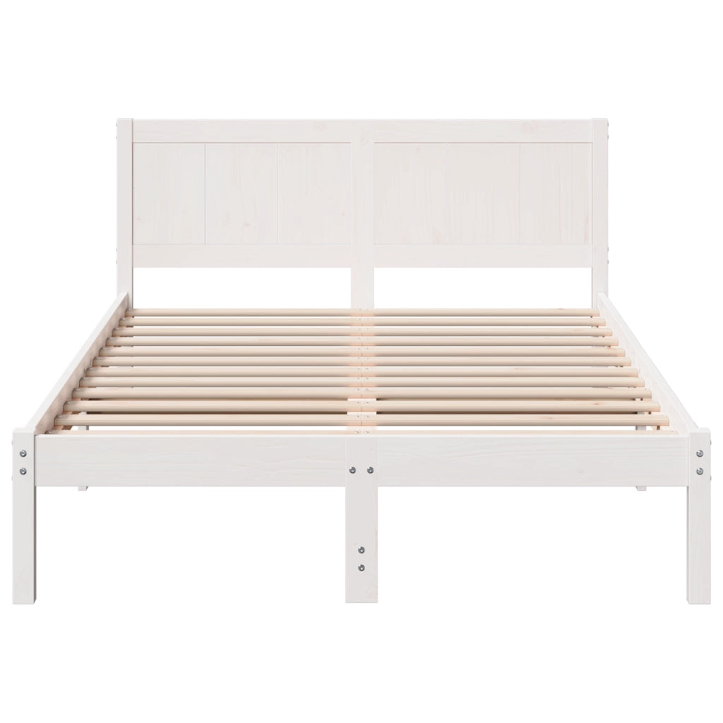 Struttura letto bianca Bianco Legno massello di pino 140 x 190 cm