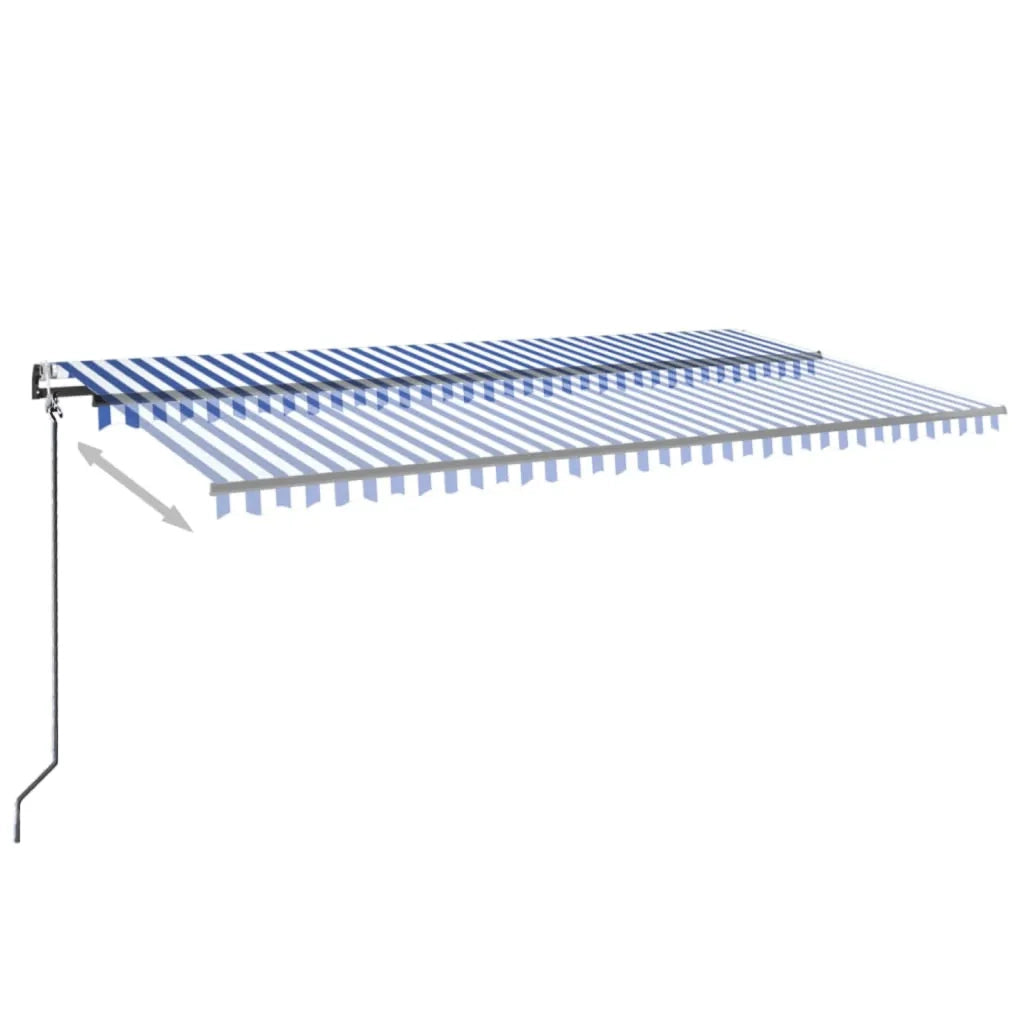 Tenda Automatica con Sensore Vento e LED 600x350 cm Blu Bianca 3069251