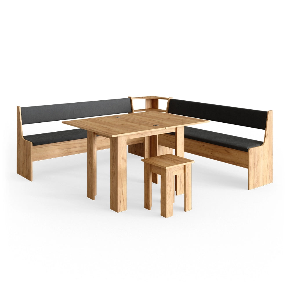 Vicco Gruppo panca ad angolo Quercia dorata 210 x 41.5 cm con tavolo