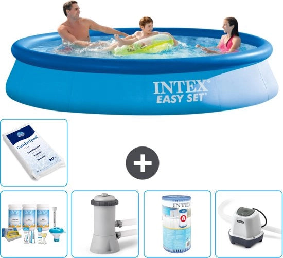 Piscina Rond Opblaibile Easy Set - 366 x 76 cm - Blu - Inclusa Kit di Manutenzione - Pompafiltro per Piscine - Filtro - Sistema di Salatura - Sale per Piscine