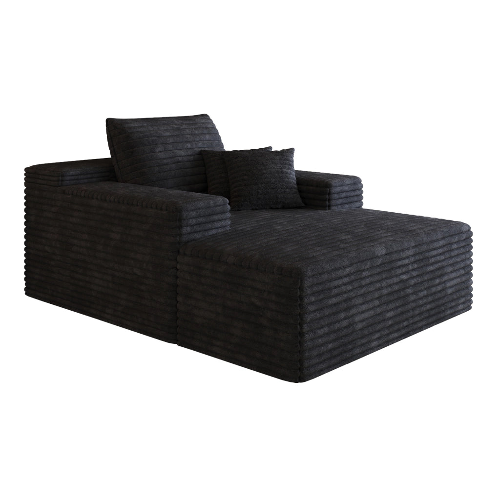 Divano chaise longue in tessuto nero con schiuma ad alta elasticità
