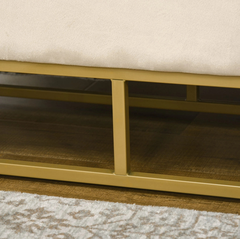 Panca contenitore imbottita beige 110 x 44 x 49 cm