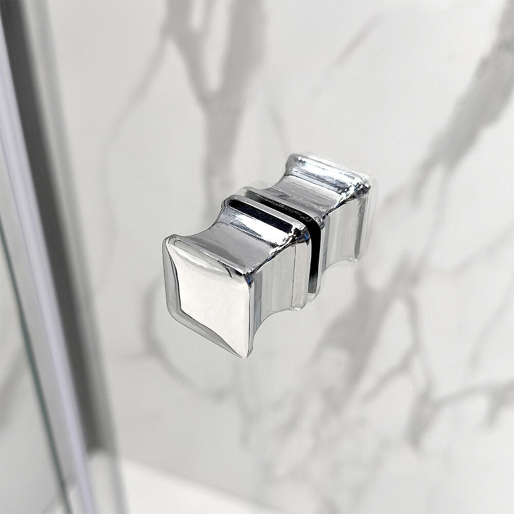 Box doccia angolare 90x90 con porta a soffietto in vetro temperato trasparente e profili cromo Ted