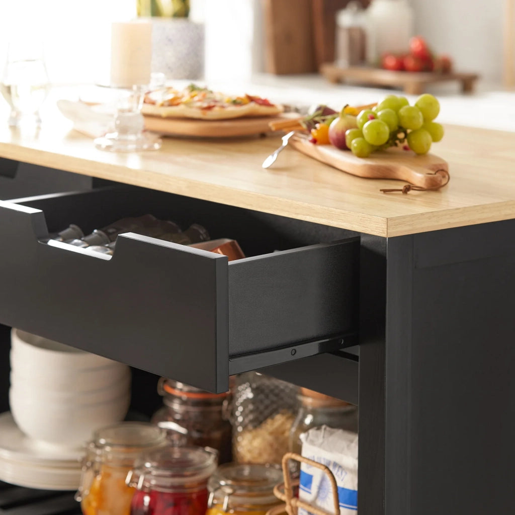 Penisola Cucina Piano di Lavoro per Cucina con 2 cassetti a 2 Ripiani L100*P60*A94CM Nero FKW74-SCH
