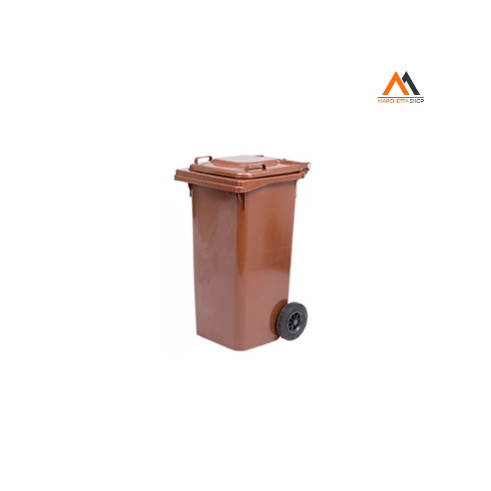 BIDONE IMMONDIZIA CARRELLATO Lt. 120 - cm 55 x 50 x 94 marro