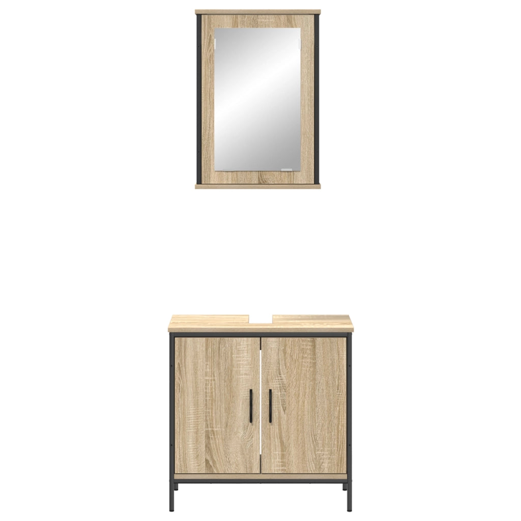 Set di mobili per bagno 2 pezzi in quercia ingegnerizzata