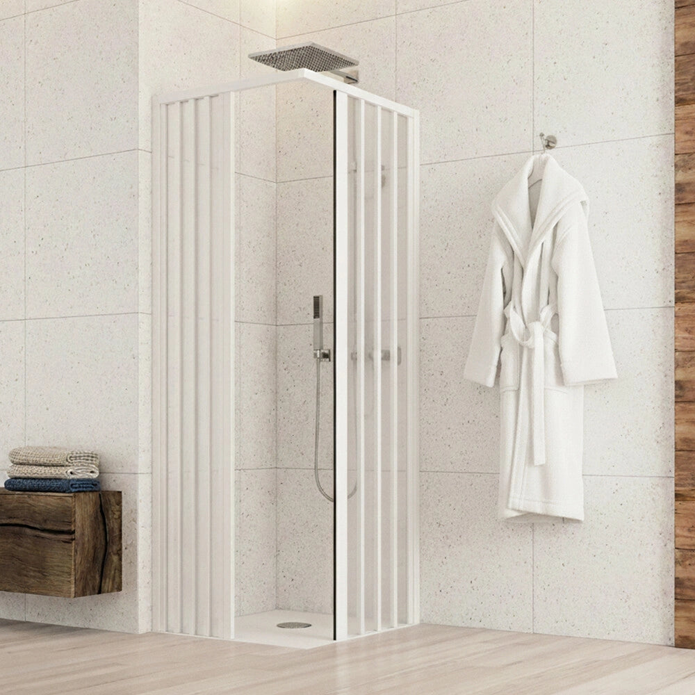 Box doccia per disabili angolare 80x80 con ante a soffietto in PVC