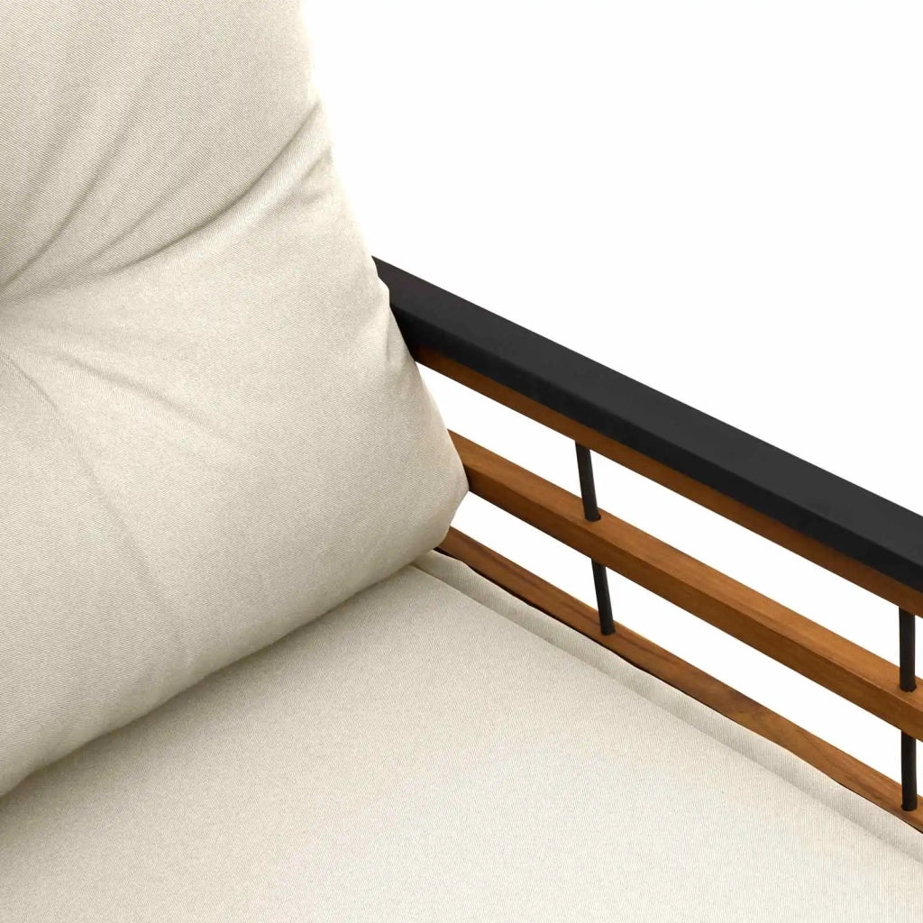 Panchetta in Legno a Strati con cuscino Crema 114 x 55 x 77 cm