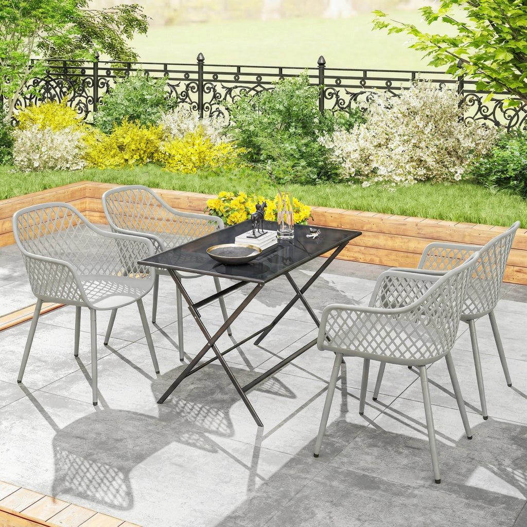 Set 4 Sedie da Giardino con Braccioli ¨C zephmum ¨C Grigio Polipropilene 56x51x84 cm