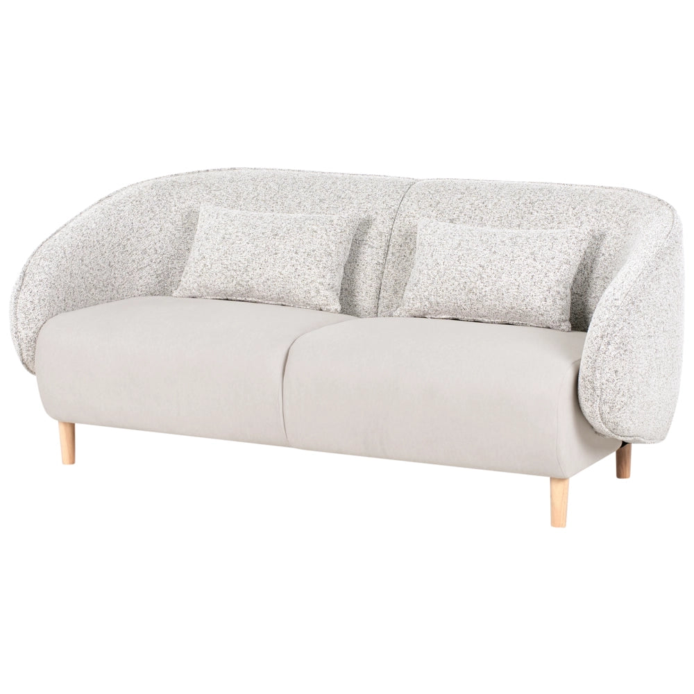 Divano a 3 posti Beige Chiaro Due Tessuti Tessuto Poliestere Morbido Design Curvo Stile Arte Decor Moderna