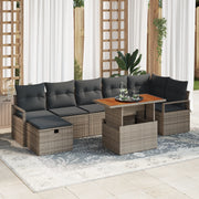 Set Divano da Giardino 8 Pezzi con Cuscini Grigio Polyrattan