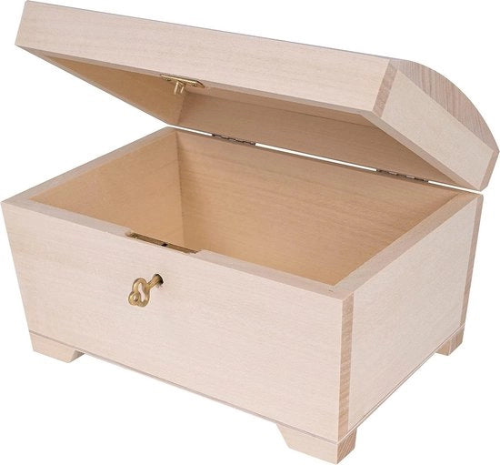 Scatola di legno chiusura automatica 20x145x117 cm coperchio grande serratura - cassa a manubrio - chiave scatola di legno