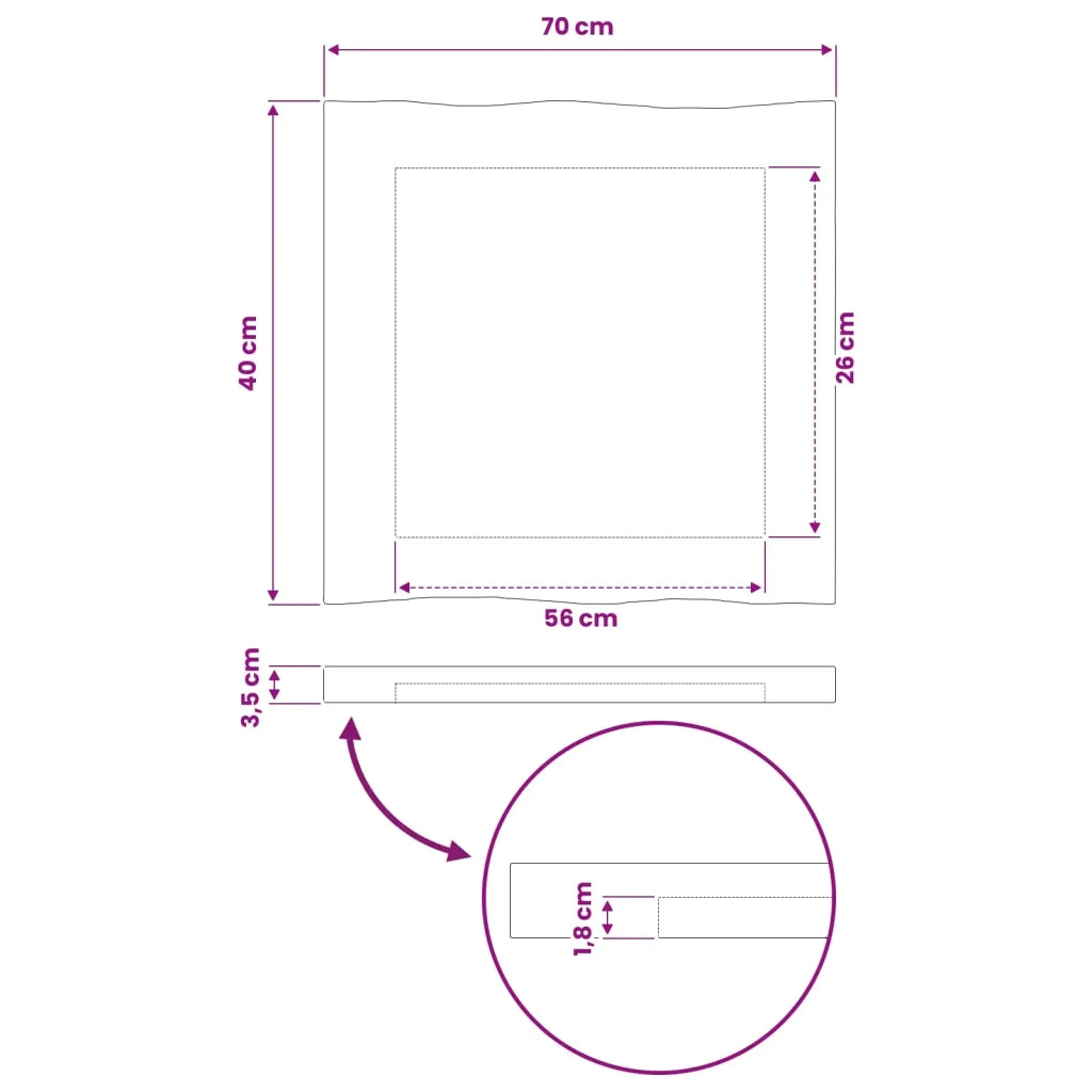 Piano del Tavolo Rettangolare 90 x 50 x 3,5 cm Rettangolare 938565