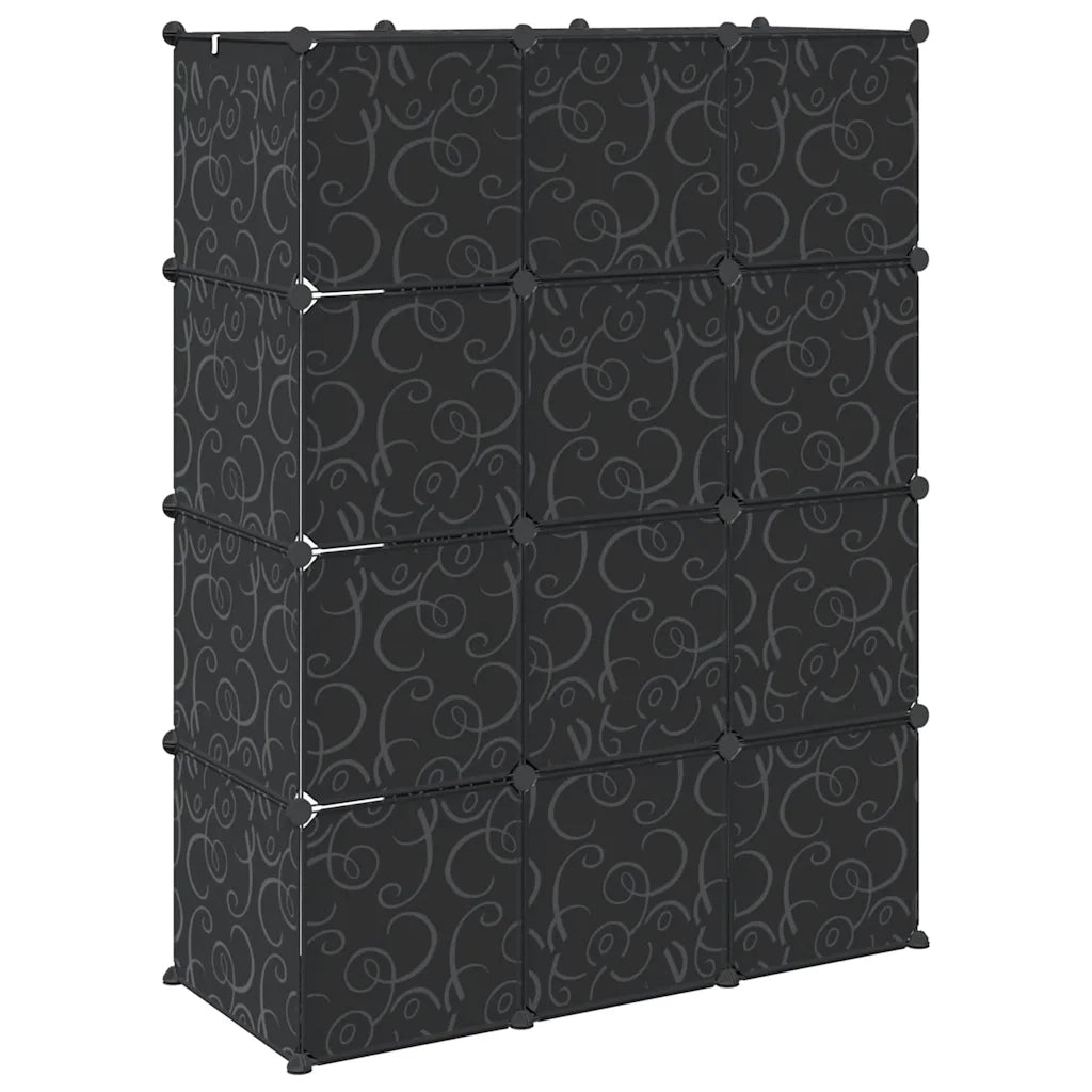 Armadio Modulare con 9 Scomparti 109x36,5x143 cm Nero e Bianco 240497
