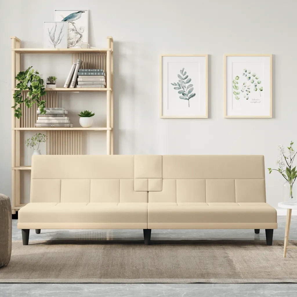 Divano Letto con Portabicchieri in Tessuto Cremacod mxl 95596