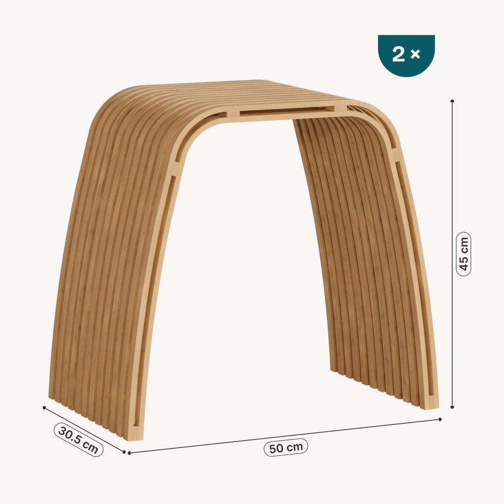 Set di 2 Sedute Multiuso Jysa in Bambù Sgabelli Bassi 45 x 50 x 31 cm - Naturale [en.casa]