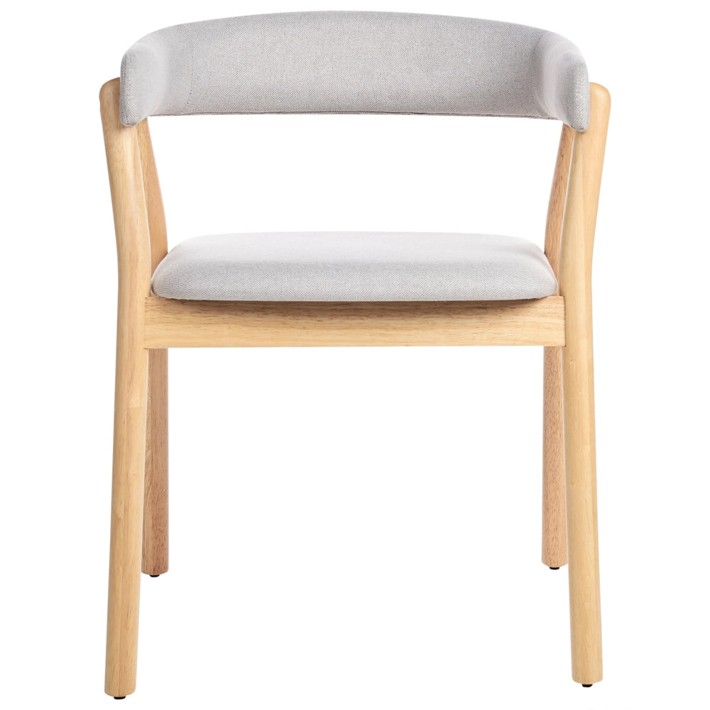 Set di 2 sedie da pranzo in legno chiaro e tessuto poliestere grigio Gambe in legno di gomma Stile retrò tradizionale