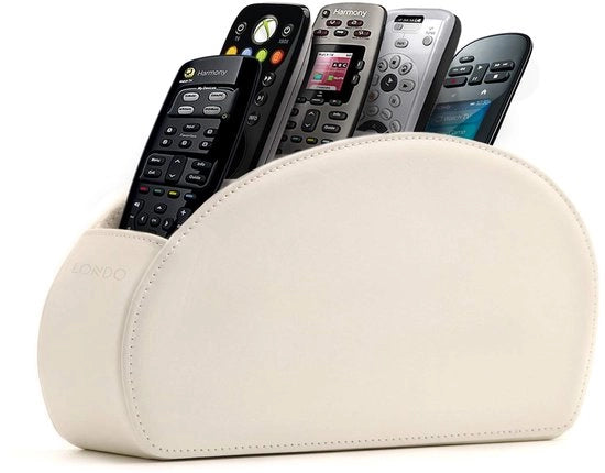 Sostegno per telecomandi con 5 contenitori - Spazio per telecomandi per DVD, Blu-ray, TV, Roku o Apple TV - Cuoio PU con rivestimento in velluto - Sottile e compatto per la conservazione