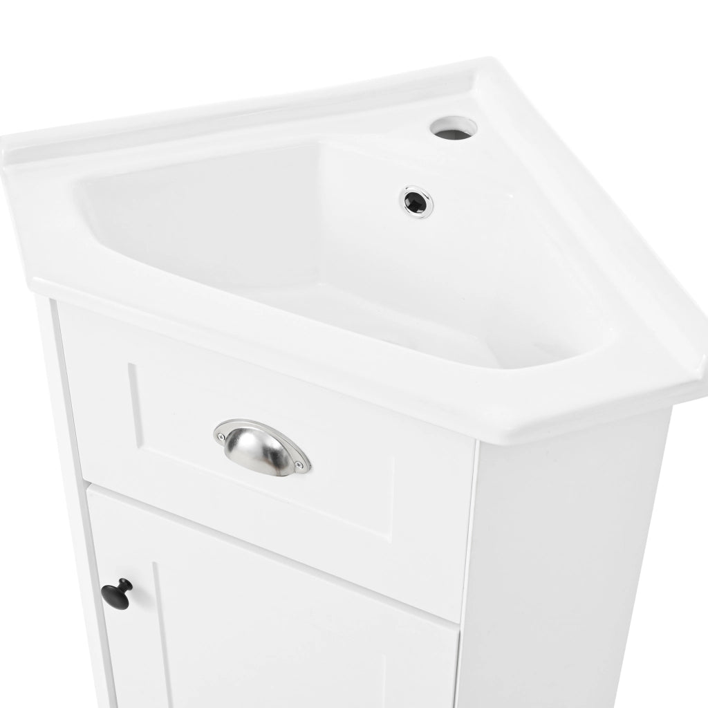 Mobile da bagno con lavabo in ceramica e vano contenitore - per bagno - in MDF - bianco