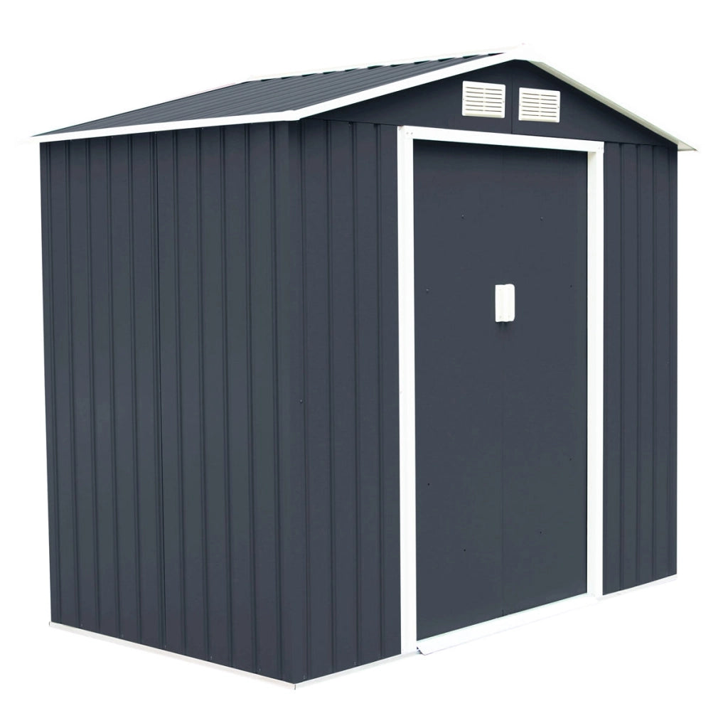 Box Casetta da giardino per gli attrezzi 213x127x185cm in lamiera d'acciaio Grigio-Casette da giardino