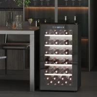 Cantinetta Vino Frigo per 41 Bottiglie, Capacità 91L, Controllo Temperatura e Ripiani in Legno, Nero