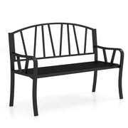 Panca da giardino ergonomica 129 x 53 x 93 cm per 2 o 3 persone in metallo nero design moderno 20_0010550