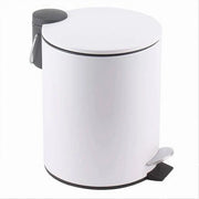 Trade Shop - Pattumiera Acciaio Pedale 5 Lt Bidone Cestino Spazzatura Bagno Casa Bianco 87450 -