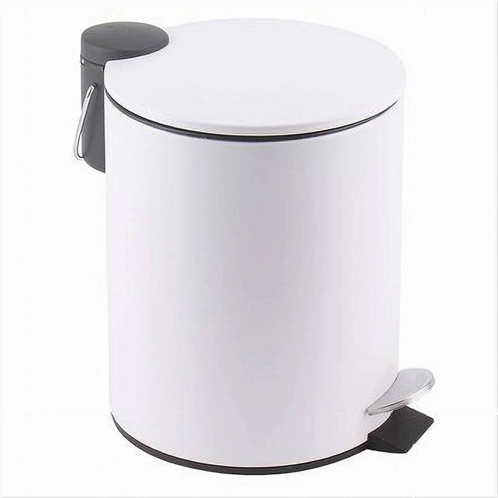 Trade Shop - Pattumiera Acciaio Pedale 5 Lt Bidone Cestino Spazzatura Bagno Casa Bianco 87450 -