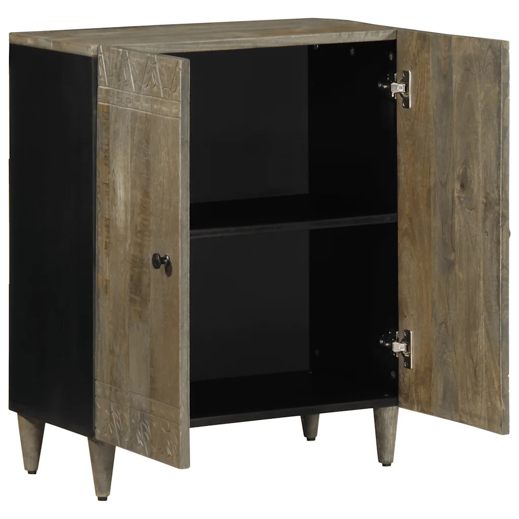 Credenza Grigio Chiaro 60x33,5x75 cm in Legno Massello di Mango 4017794