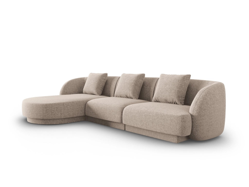 Cosmopolitan Design - Divano angolare sinistro "Tulum" 4 posti in ciniglia beige 