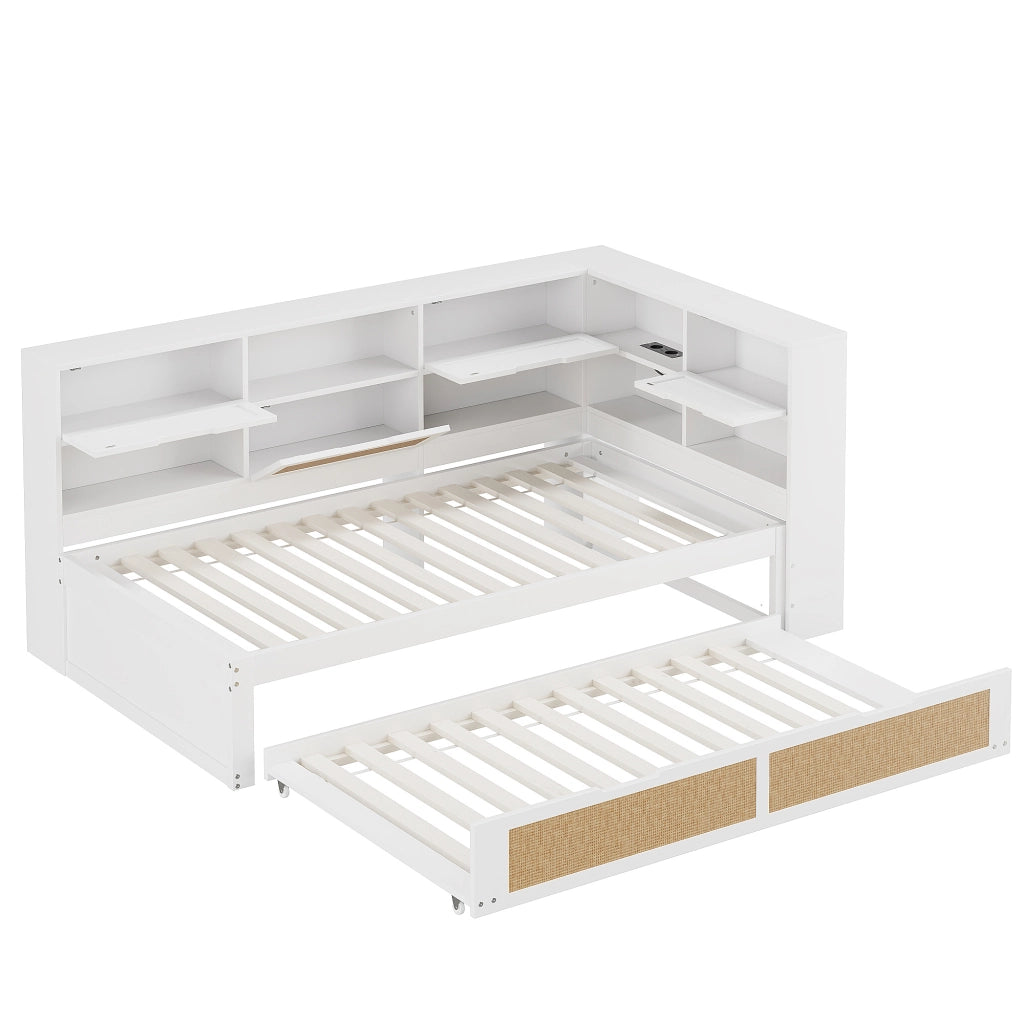 Divano letto multifunzione legno bianco 90x200 cm