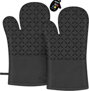 Pannini, resistente al calore fino a 260 °C, superficie in silicone antiscivolo, asciugamani per padelle con imbottitura di cotone soffice, adatti per cuocere, bollire e grigliare, nero, 1 coppia