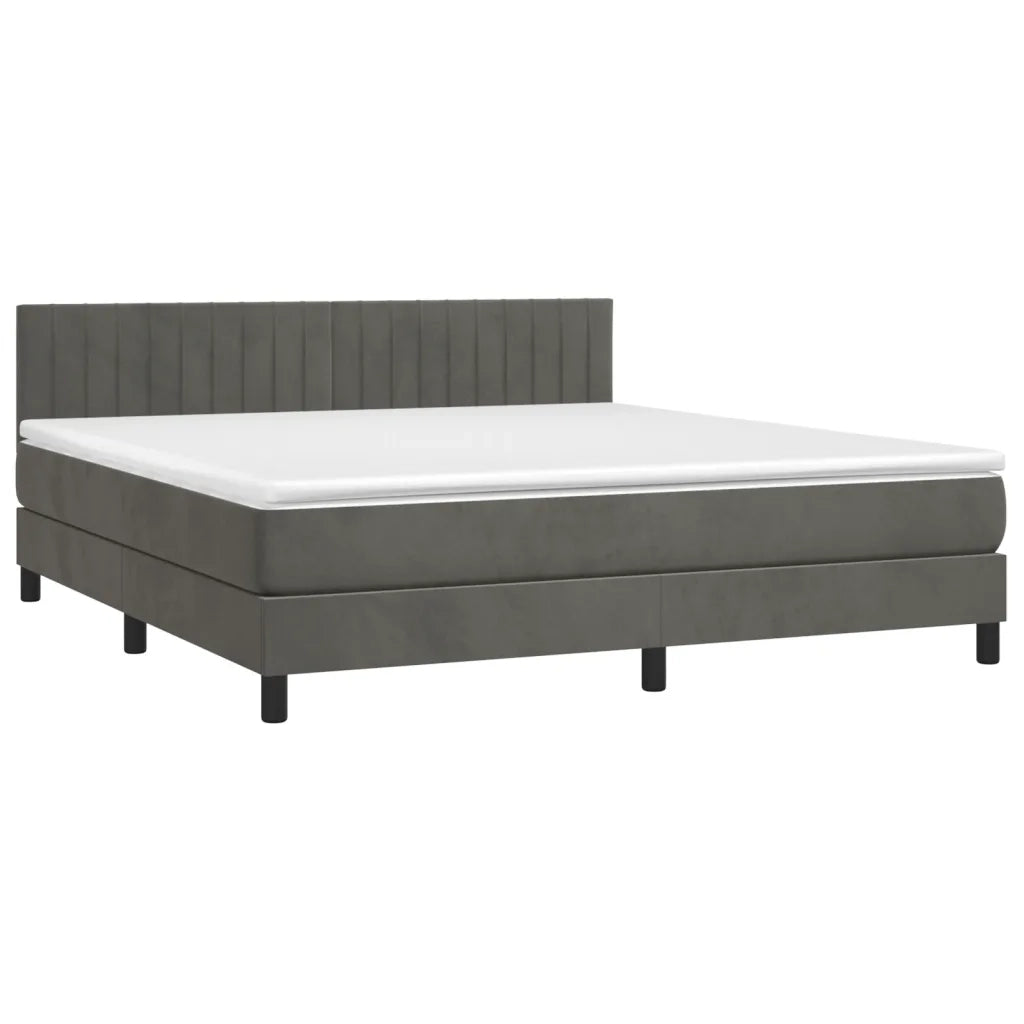 Letto a Molle con Materasso e LED Grigio Scuro 160x200 cm 3134532