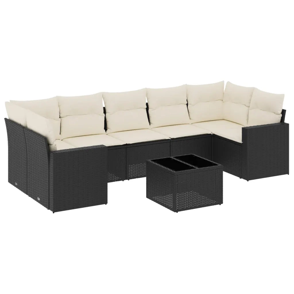 Set Divani da Giardino con Cuscini 8 pz Nero in Polyrattan 3218726