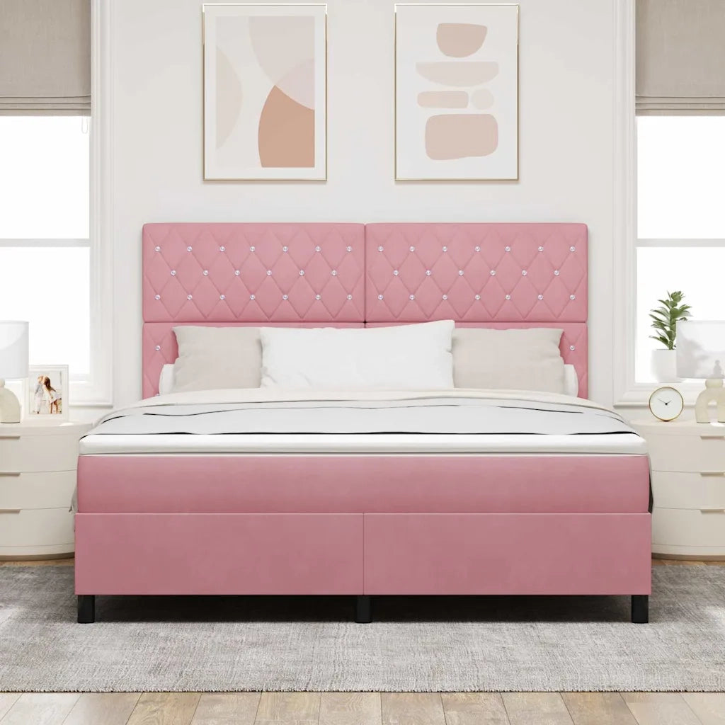 Letto a molle con materasso Rosa 180 x 200 cm Velluto 3339787